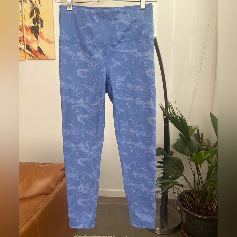 Blue Patterned High Rise Workout Tights